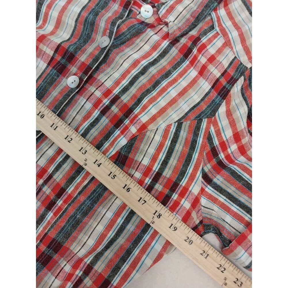 VTG White Stag Linen Blend Casual Button Up Plaid Dress Women's Size 16W - Picture 11 of 12